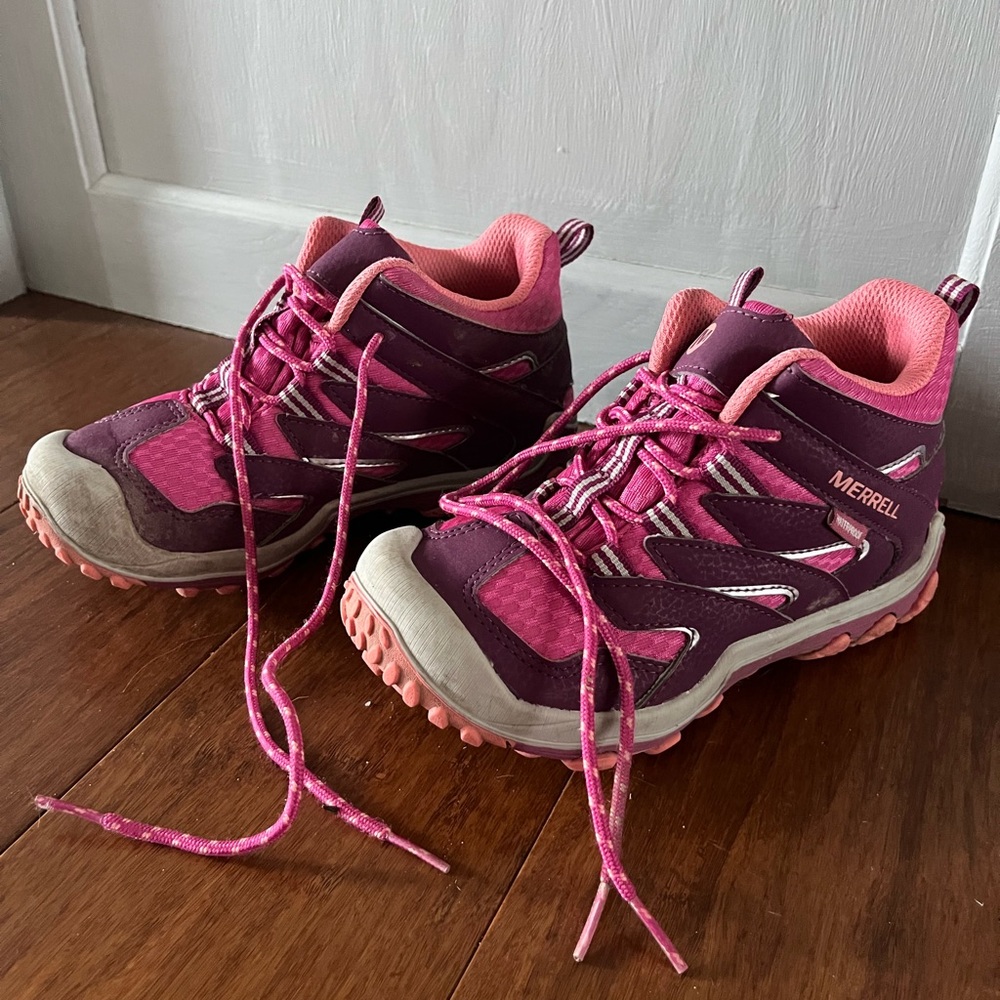 Merrell Pink and Purple Boots with Rugged Design and Sturdy Sole